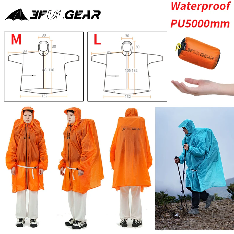 3F UL GEAR Zipper Raincoat 15D - Camping Rain Poncho recension och pris