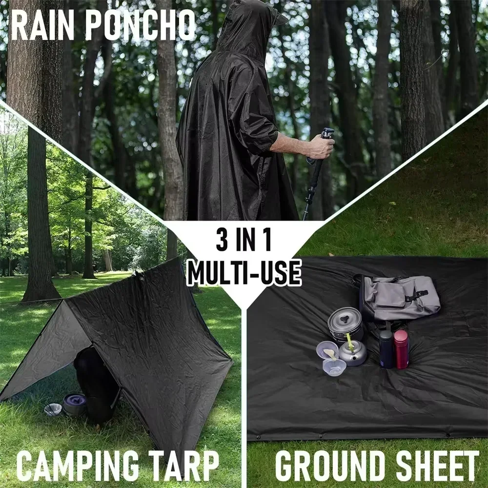 2026 3‑in‑1 Waterproof Hooded  - Camping Rain Poncho recension och pris