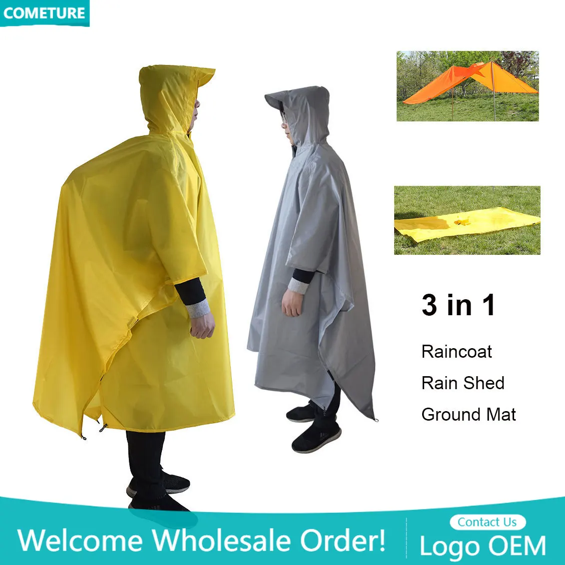 Raincoat 3 In 1 Hiking Poncho  - Camping Rain Poncho recension och pris